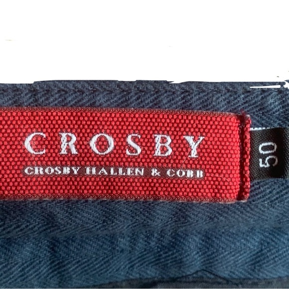 NWT Men’s Italian CROSBY HALLEN & COBB Cotton Pants Flat Front Long Inseam 34x35 - Picture 3 of 13